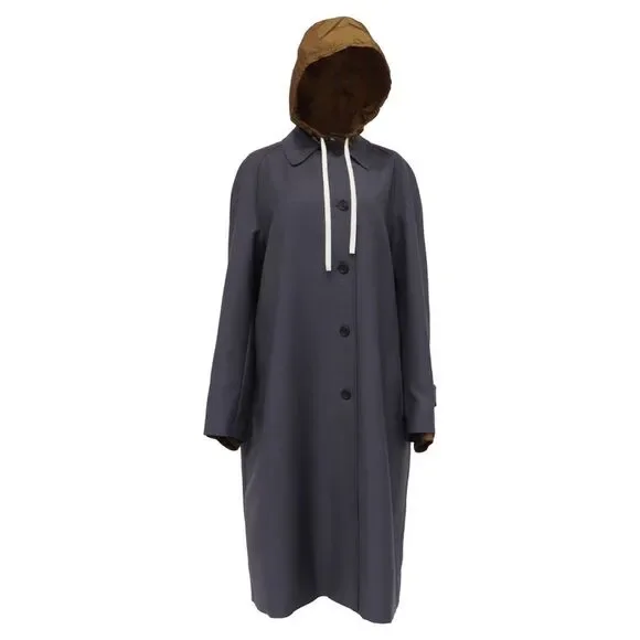 Miu Miu Buttoned Hooded Coat in Grey Mohair Wool - Picture 1 of 9